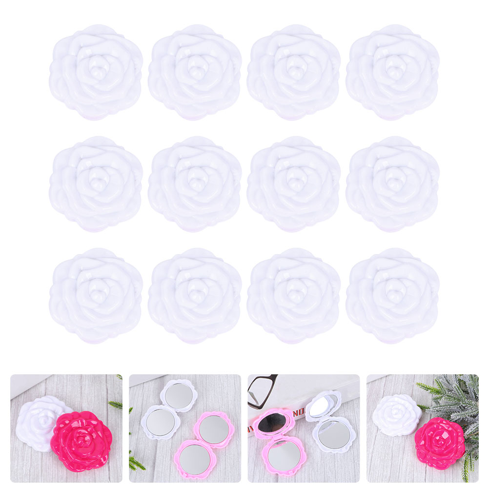 Espejos de maquillaje rosa para niñas, espejos compactos de bolsillo, de doble cara, , 12 Uds.
