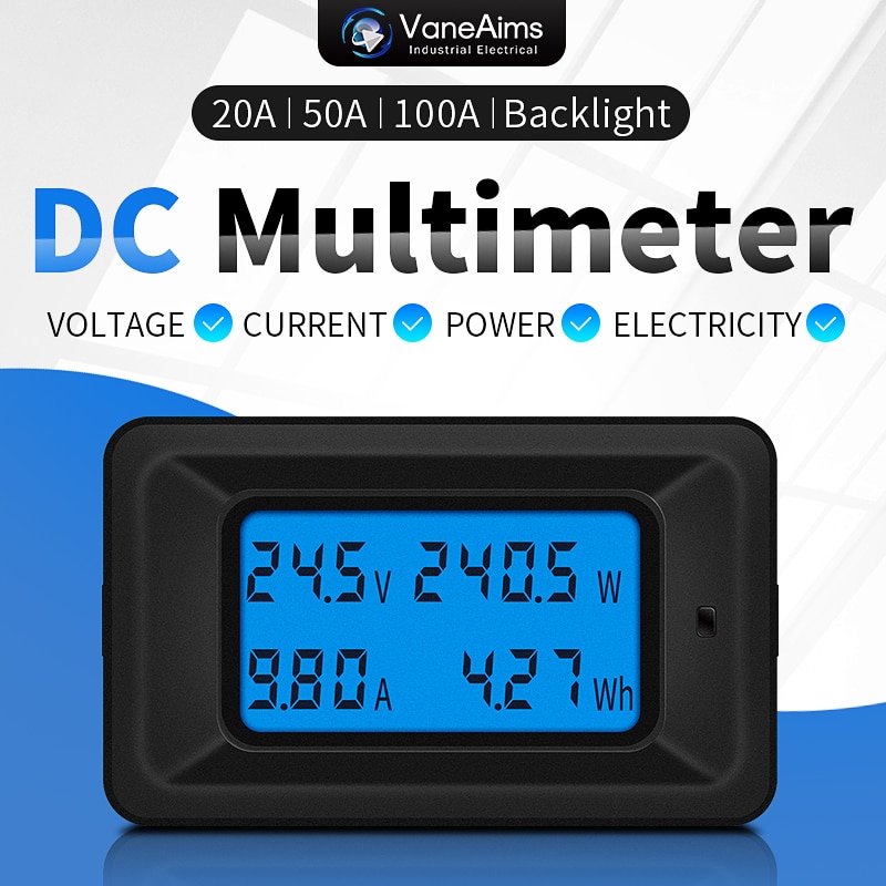 20A/50A/100A Digitale Dc 8-100V Voltmeter Ampèremeter Lcd 4 In 1 Dc Spanning Stroom power Energy Meter Detector Amperimetro Shunt
