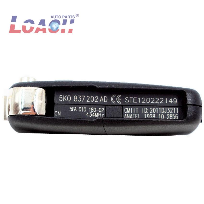 for VW VOLKSWAGEN 5K0837202AD Beetle/Caddy/Eos/Golf/Je/tta/Polo/Scirocco/T Remote Flip Key 434MHz 5K0 837 202 AD Chip