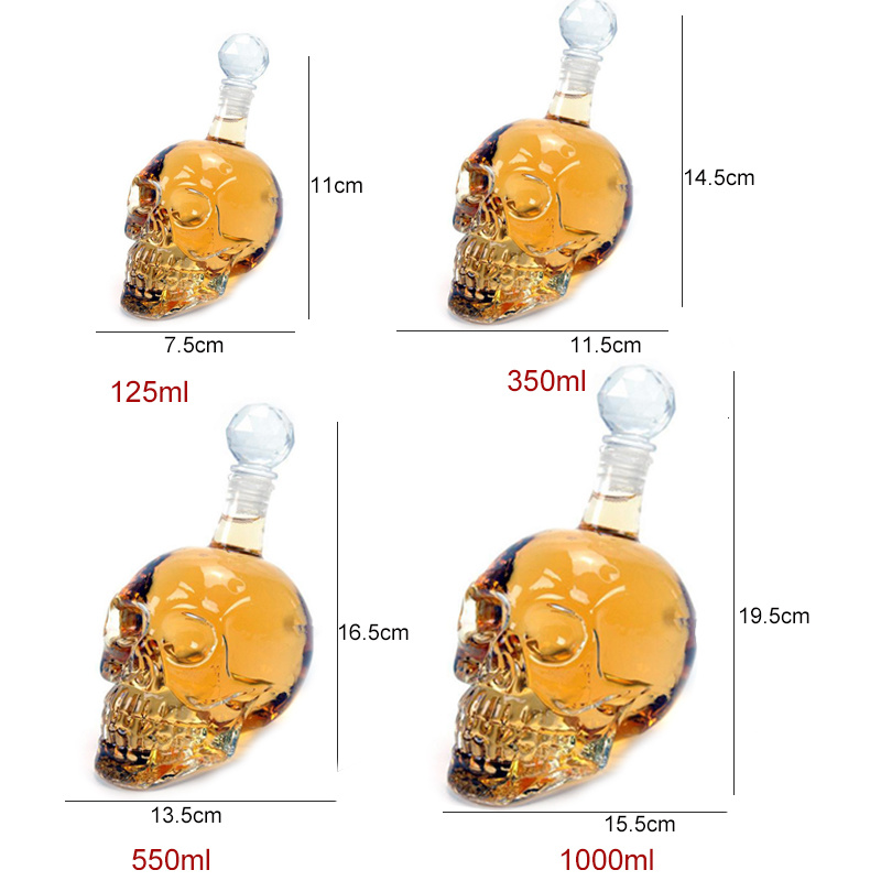 Kreative Kristall Schädel Kopf Whiskey Wodka Wein Karaffe Flasche Whiskey Glas Bahre Geister Tasse Wasser Glas Bar Hause