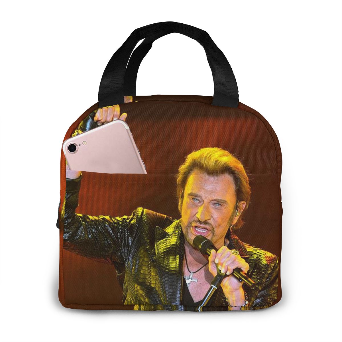 Johnny Hallyday mittagessen tasche kid frauen isolierung tragbare wasserdichte picknick coole tasche frühstück schule wiederverwendbare lebensmittel tasche neue: Black6