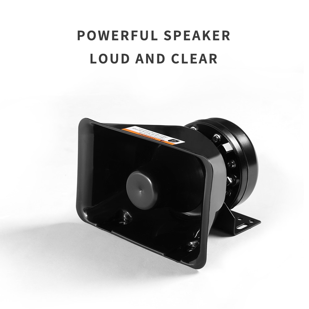 YHAAVALE Car Horn Loudspeaker 12V Police Siren 200W 9 Tones PA Warning System With Handheld Microphone & Loud Speaker CJB100P