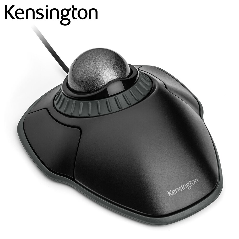 Kensington Original Orbit Trackball Mouse with Scroll Ring Optical USB for PC or Laptop with Retail Packaging K72337 K72500: Black Body Gray Ball