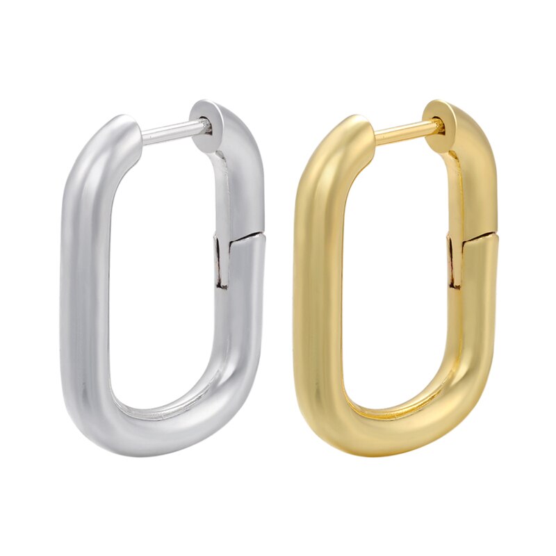 ZHUKOU-pendientes de aro geométricos rectangulares para mujer, aretes pequeños de color dorado/plateado, , VE375
