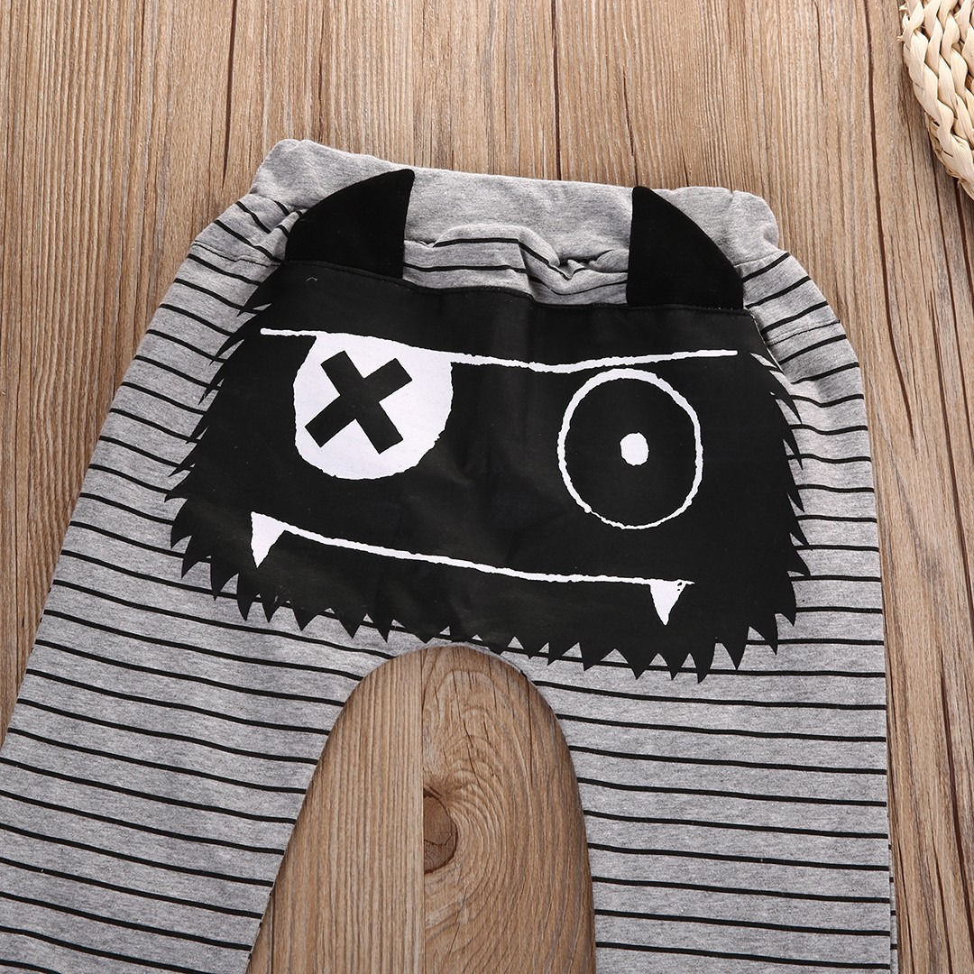 pudcoco Cute Kids Baby Boys Girls Bottoms Monster Geometric Printing Harem Pants Casual Trousers Baby Boy Pants 0-2Y