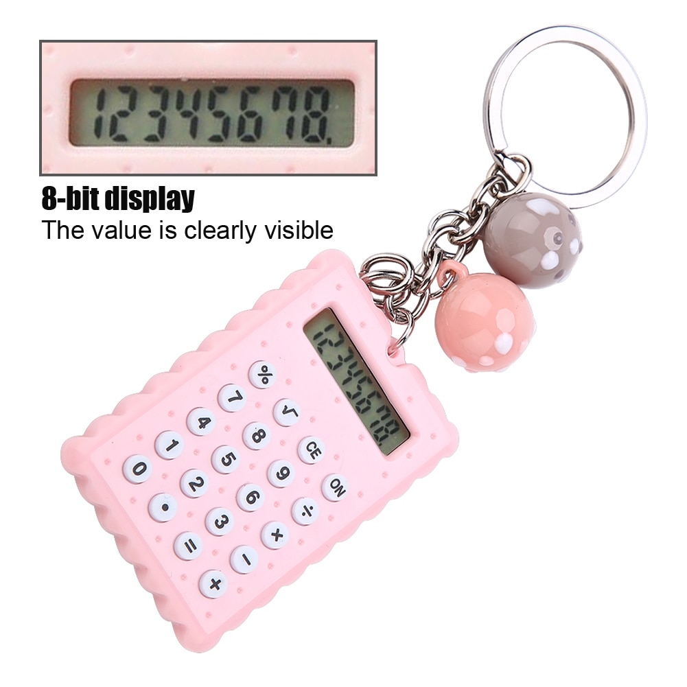 Draagbare Cijferige Rekenmachine Kawaii Mini Calculator Pocket Size 8 Display Cartoon Leuke Creatieve Sleutelhanger Rekenmachine Kantoorbenodigdheden