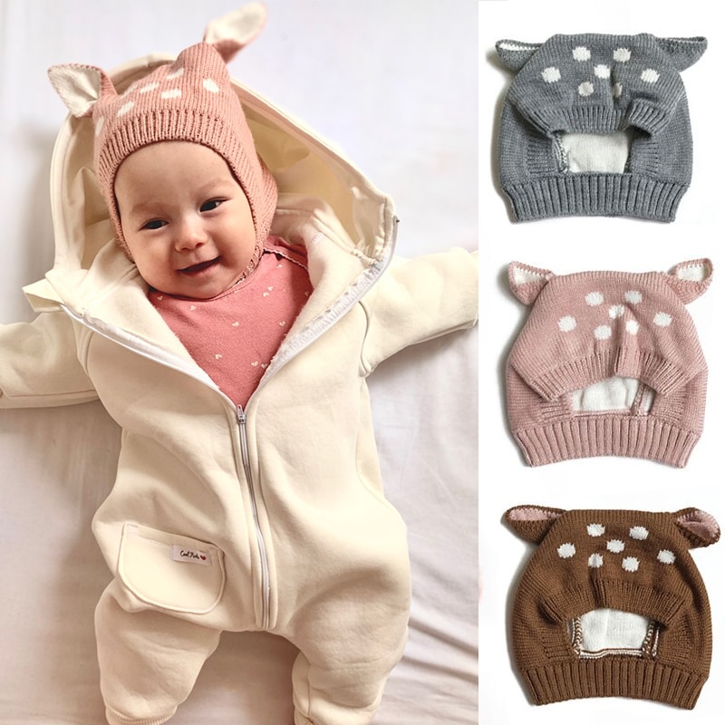 Søte kaninører baby lue lue vinter varme strikkede luer for barn spedbarn baby jente gutt kanin lue hatter fotografering rekvisitter