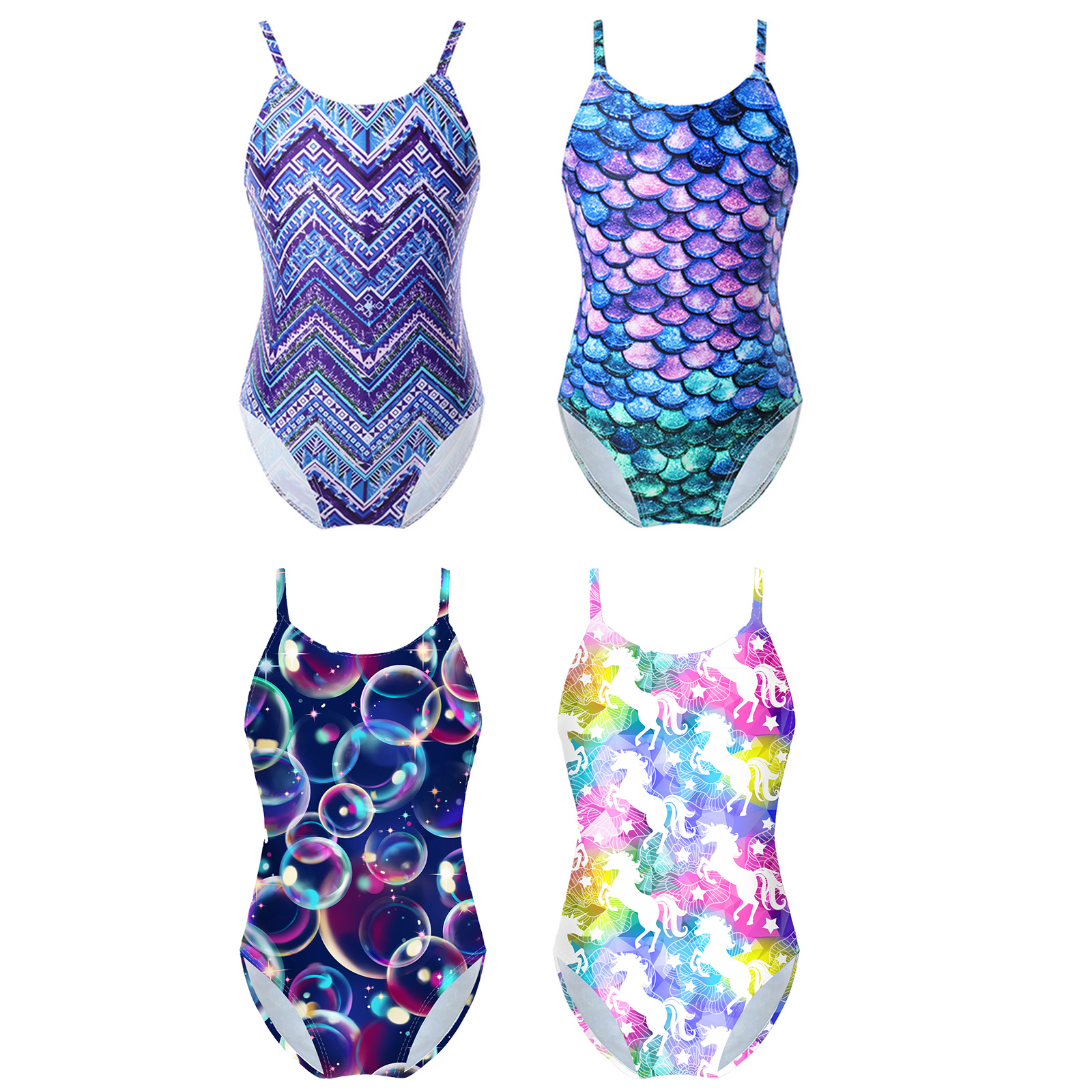 Maillot de bain une pièce pour petites filles, Monokini brésilien, imprimé écailles de poisson colorées, pour enfants