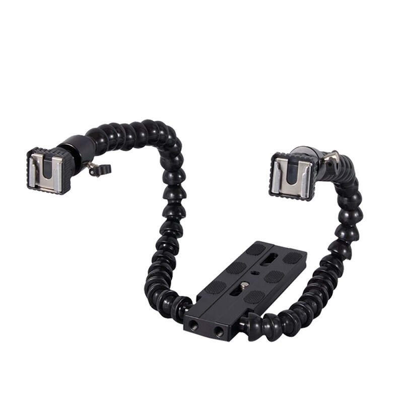 Flexible Dual Arm Shoe Flash Bracket Mount Holder Bracket