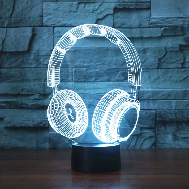 3D DJ Hoofdtelefoon Illlusion Lamp Studio Monitor Headset hifi Muziek Oortelefoon 3d Nachtlampje Kleur slaapkamer Tafellamp Home decor led