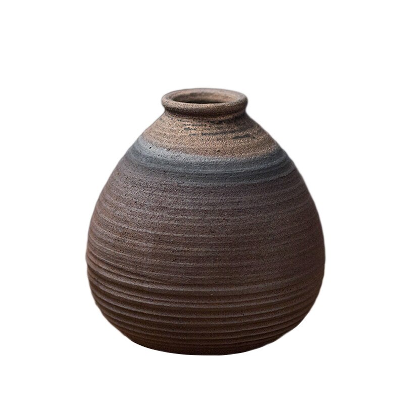 Handmade Small Ceramic Flower Japanese Coarse Pottery Flower Container Tea Ceremony Retro Home Decor Office Ornaments