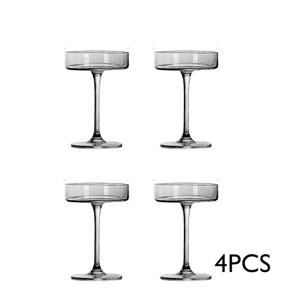 4PCS 130ml Flat Lead Free Cocktail Glass Martini Glass Set of 4: Default Title