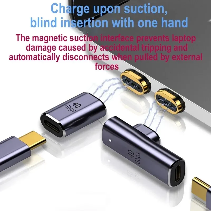 Adaptateur magnétique USB4.0 Thunderbolt 3, USB C vers Type C 40Gbps 140W 100W, câble convertisseur magnétique de charge rapide, adaptateur USB 8K