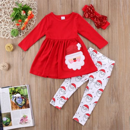 Amerikaanse kerst kinderen kerst baby meisjes outfits kleding t-shirt tops jurk + broek set