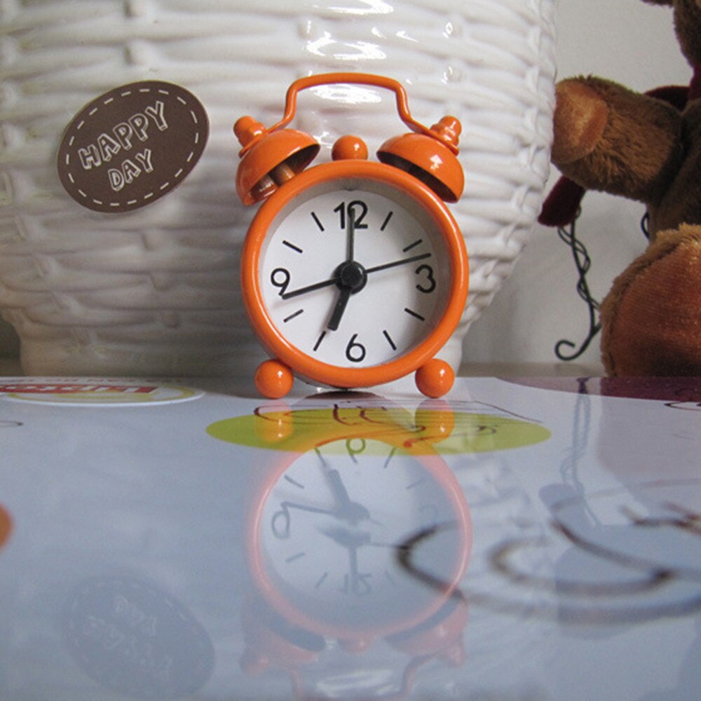 Kreative Mini SchöNe Karikatur Alarm Uhren Zifferblatt Anzahl Runde Schreibtisch Wecker Für Kind Haus Dekoration Schlummern Funktion ClocksW5: Orange 