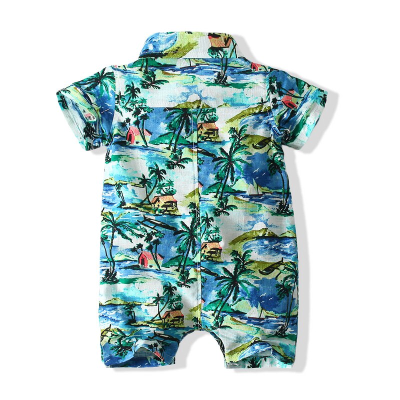 Kimocat Baby-jungen-Overall, lässig, kurzärmelig, sommerlicher Strand-strampler mit drucken, Baby-urlaubskleidung für 0-3- jährige