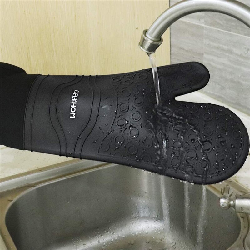 GEEKHOM Ofen Handschuhe Hitze Beständig Silikon Handschuhe Ofen Handschuhe Küche Kochen BBQ Grill Backen Grillen Topflappen Handschuhe
