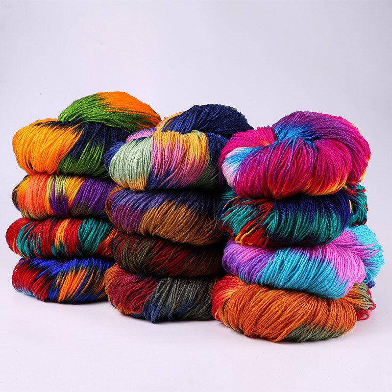 50g 110 Meter Dyed Flashy Chunky Crochet Yarn Colorful Milk Cotton Yarn Baby Sweaters Knitting Mohair Wool Yarn Crochet Needle