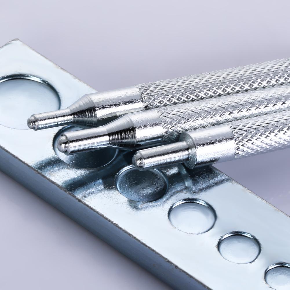 11 pièces/ensemble bricolage en cuir outil Die poinçon trou Snap Rivet bouton Setter Base Kit en cuir artisanat outils trou poinçons