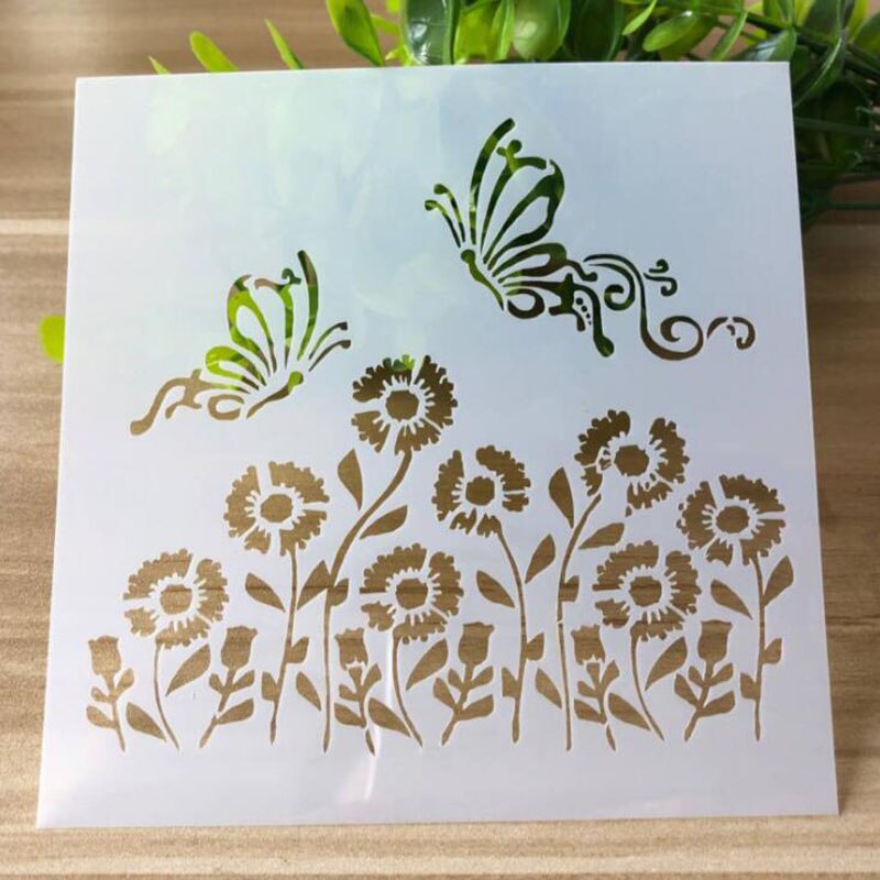 Plantilla de pintura calada con forma de corazón rosa, decoración artesanal en relieve para álbum de recortes, suministros escolares de oficina reutilizables, 9 Uds.