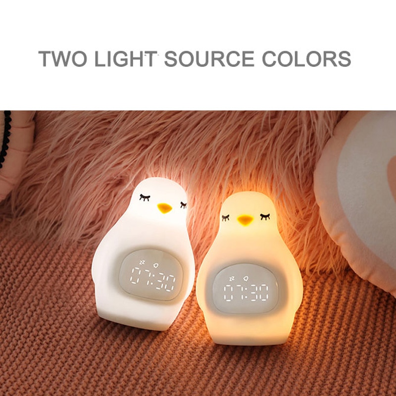 Luminova Smart Penguin Table Alarm Wake Up Clock Electronic Desktop Digital Lamp Multifunctional Hotel Home Decor Bedroom Child