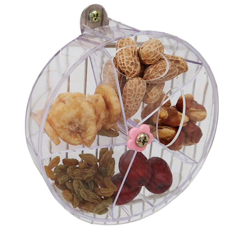 Rotate Pet Parrot Toys Wheels Bite Chewing Birds Foraging Food Box Cage Feeder food toy Parrot Roller Feeder Device Toys Wheels: Clear