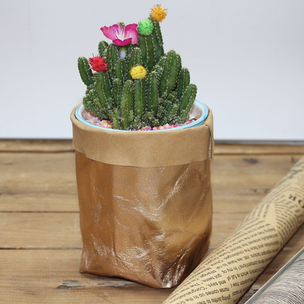 Kraft Paper Plant Grow Bags home garden Potato pot greenhouse Vegetable Growing Bags Moisturizing jardin Garden Bag tools: Rose Gold