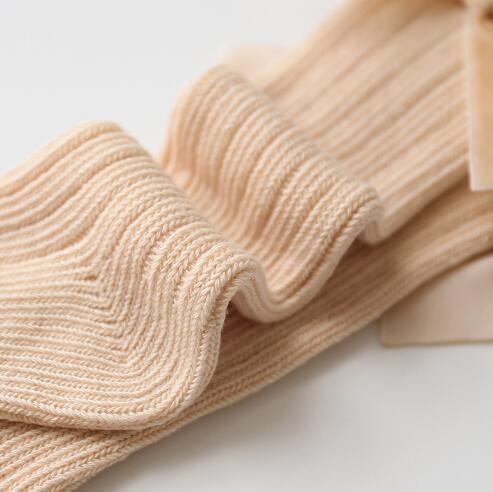 0-3 ans automne et hiver grand nœud en laine bébé chaussettes couleur unie pure mi-haute enfant filles tube chaussettes