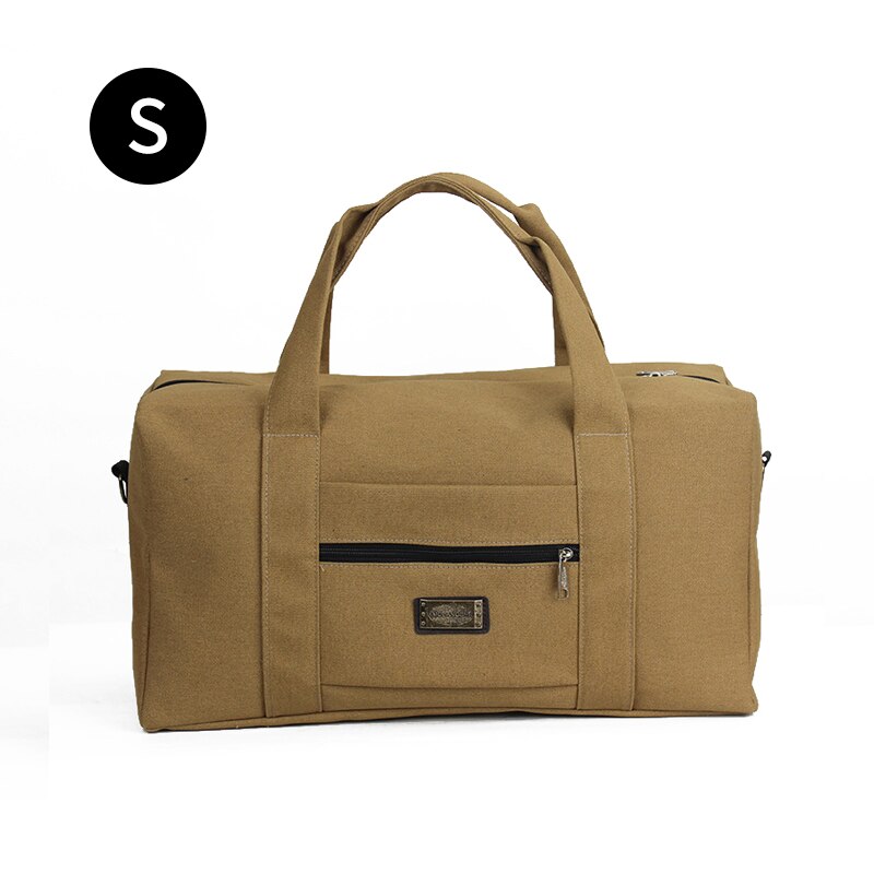Unisex Zachte Canvas Handtas Reistas Grote Capaciteit Plunjezak Pak Voor Trolley Case Opslag Doek Tool Bagage Tote Bag XA583F: Khaki S