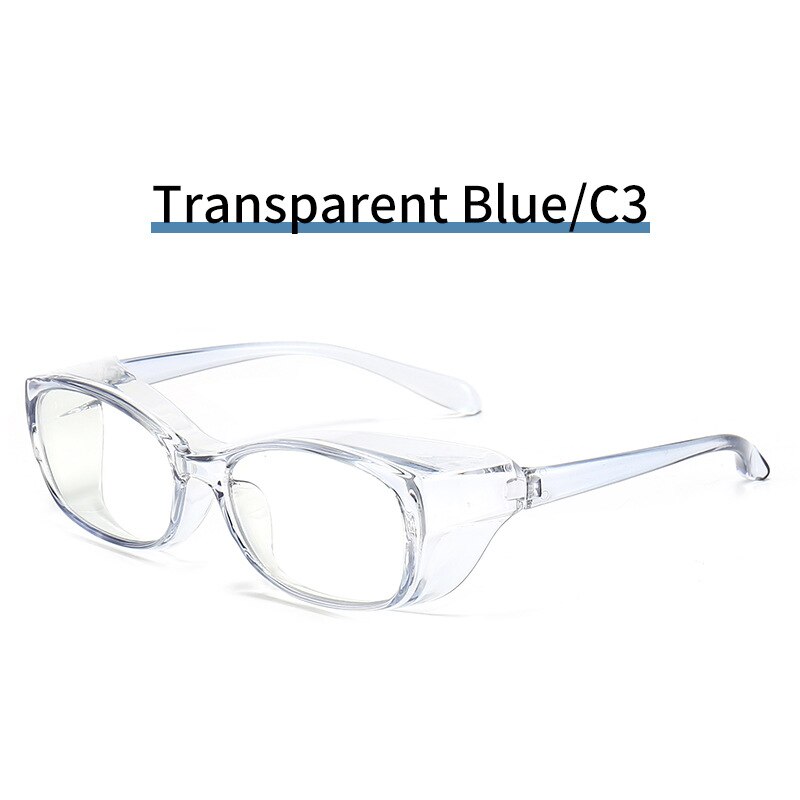 Square Safety Goggles with Side Shields Blue Light Blocking Glasses PC Lens Anti-allergy Windproof Anti Splash Eyewear: C3