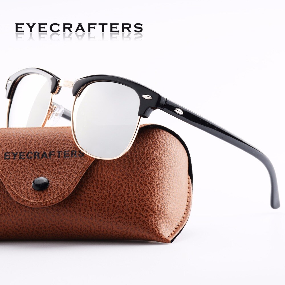 Tortoise inspiré classique demi-cadre cornu Semi-sans monture hommes femmes lunettes de soleil polarisées lunettes rétro 3016
