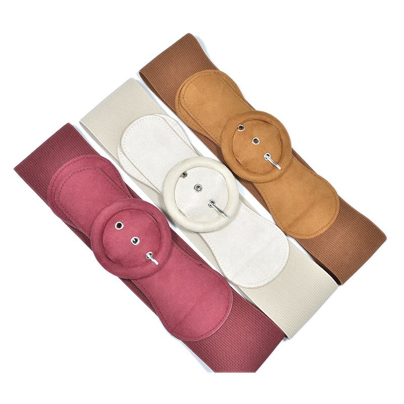 Moda damska zamsz elastyczny pas dół kurtki szeroki pas dobre dopasowanie elegancka sukienka ze sprzączką pas klamra miękki pas