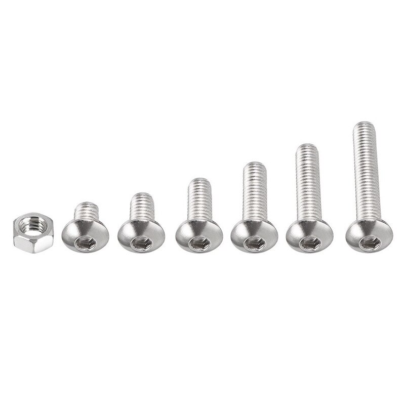 ! 170pcs 304 Stainless Steel M4 Hex Socket Button Head Screw Nut Assortment Kit