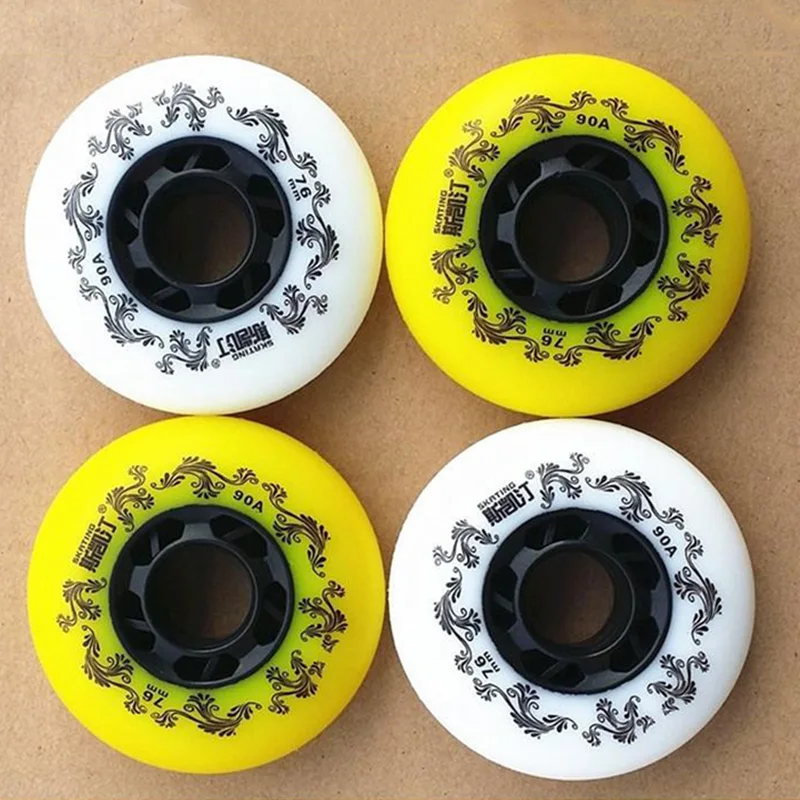 8 Pcs Terwijl/Geel Inline Rolschaats Wiel 90A Freestyle Scroll Duurzaam Wielen 72 76 80 Mm Roller Skate wielen Voor Roller Skate
