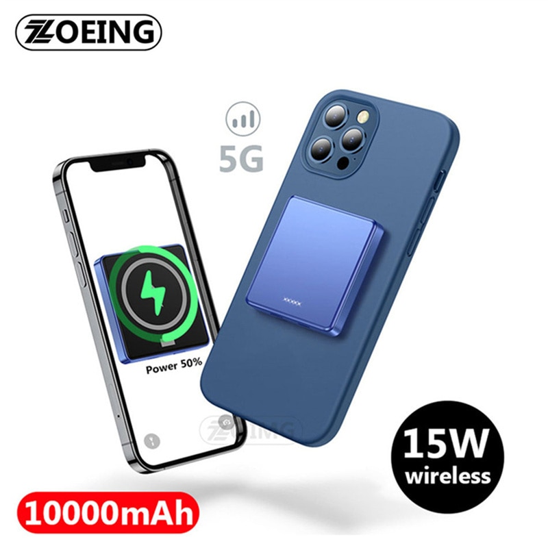 Banco de energía magnético de 10000mAh, carga rápida inalámbrica de 15W para iphone 12, 12Pro, 12proMax 12, mini cargador Magsafe, batería de teléfono móvil