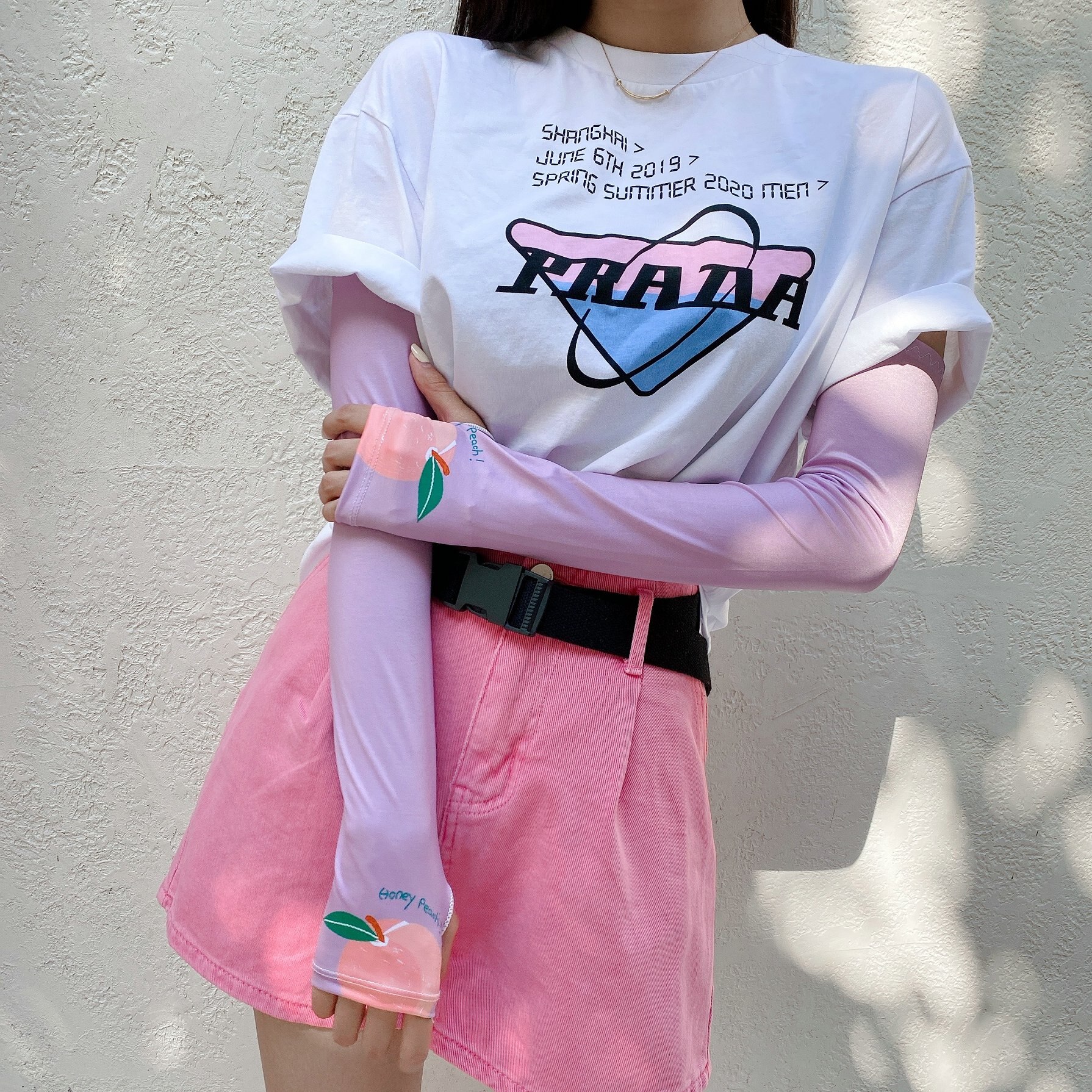 2 Stuks = 1 Pairs Koreaanse Stijl Leuke Fruit Perzik Oversleeves Alle-Match Zon Bescherming Uv Zon bescherming Arm Mouwen: Default Title