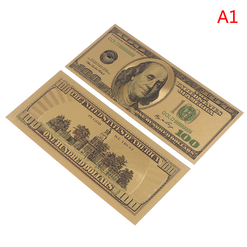 1Pc Gold Bill Banknote Colorful Commemorative Coin Foil $100: Default Title