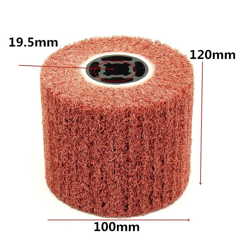 Brosse à lamelles en Nylon grain 40-120, 100x600x19mm, fil d&#39;acier satiné, dessin, polissage, roue de tambour d&#39;ébavurage pour Machine à polir