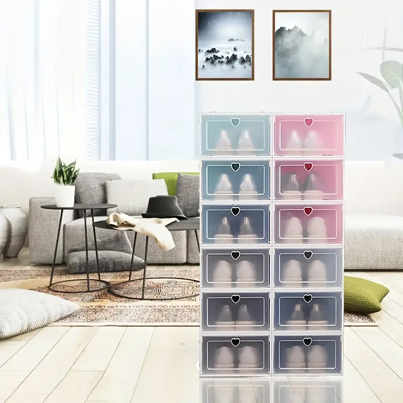 4/6/12PCS transparante schoenendoos, dikke lade plastic schoenendoos, stapelbaar, stofdicht en vochtbestendig, kleur optioneel