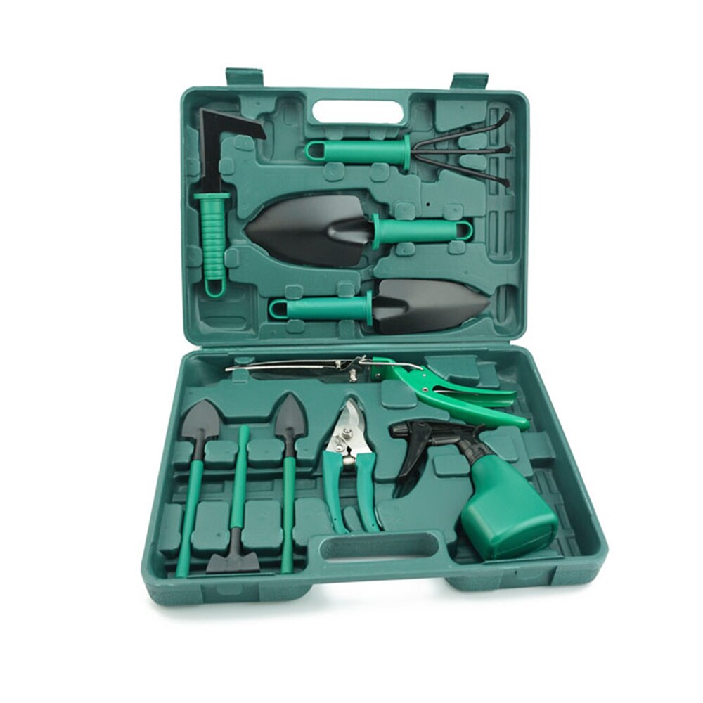 Set with 10 Pieces Gardening Tools Pruning Gardening Tools Kit Aluminum Alloy Shovel Trowel Rake Garden Kitchen Supplies Set