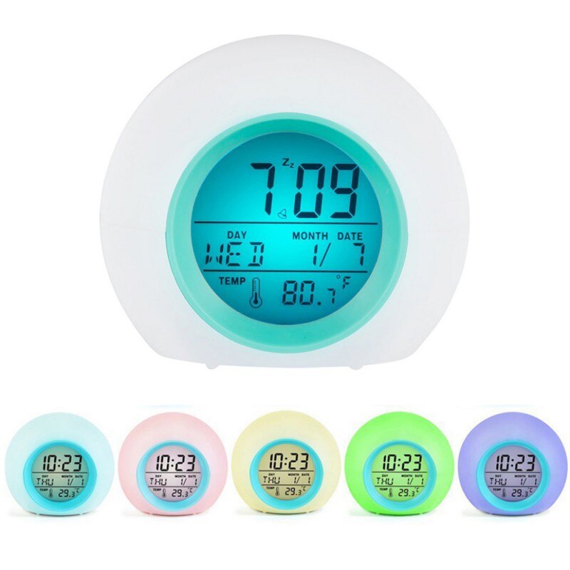 Change Color Alarm Clock Light Gradient Alarm Clock Round Digital Clock For ChildrenA2: Default Title