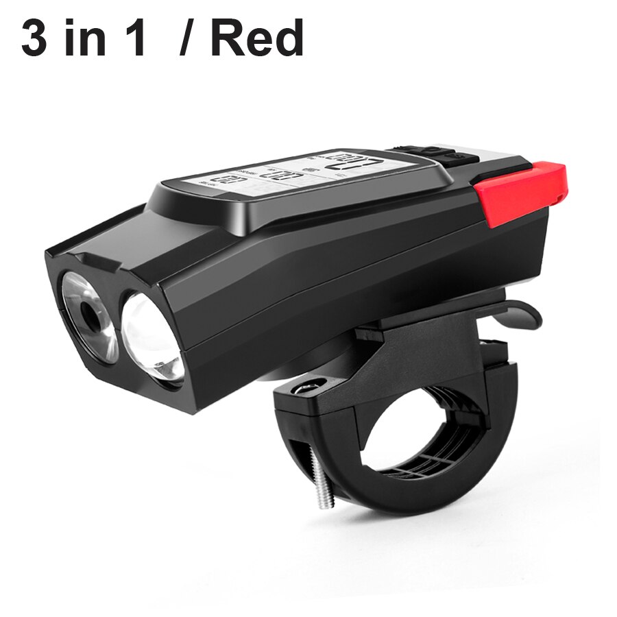 Newboler 3 em 1 luz da bicicleta computador lanterna led bicicleta frente luz ciclismo chifre à prova dusb água usb farol lâmpada de equitação: red 1 holder