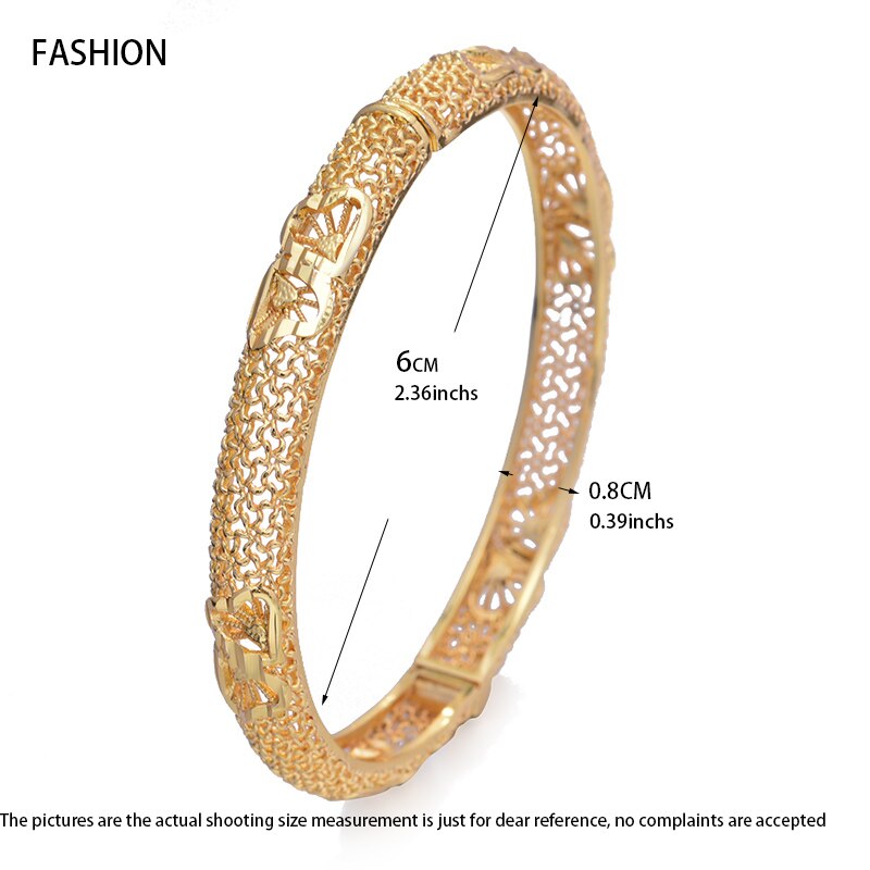 Wando 4Pcs 24K Arab Gold Color Bangles for Women/Girl Middle East Dubai Bangles&Bracelet Wedding Jewelry Ethiopian African Part