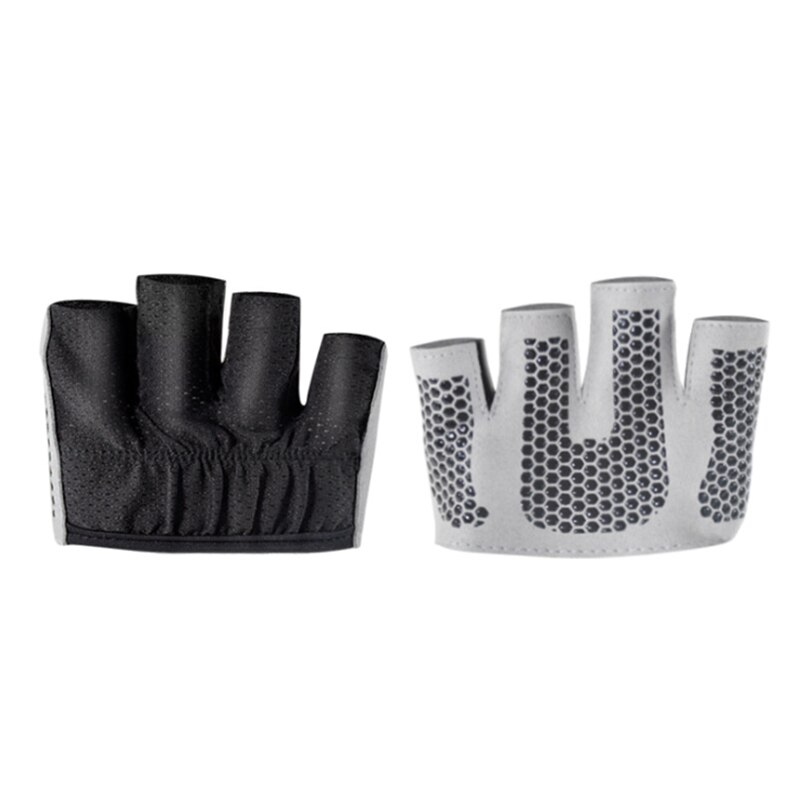Fitness Gloves Non-Slip Yoga Exercise Half Finger Women gym weightlifting gloves bodybuilding training breathable: grey Gloves / L