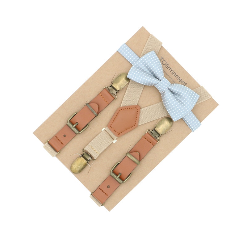 3 Clips Pasgeboren Kids Maten Bretels Vlinderdas Set Solid Wedding Accessoire Ringkussen Outfit Peuter Jongen Meisje