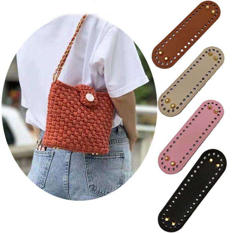 18*5cm Oval Long Bottom for Knitted Bag PU leather Bag Accessories Handmade Bottom With 38 holes DIY Crochet Bag Bottom