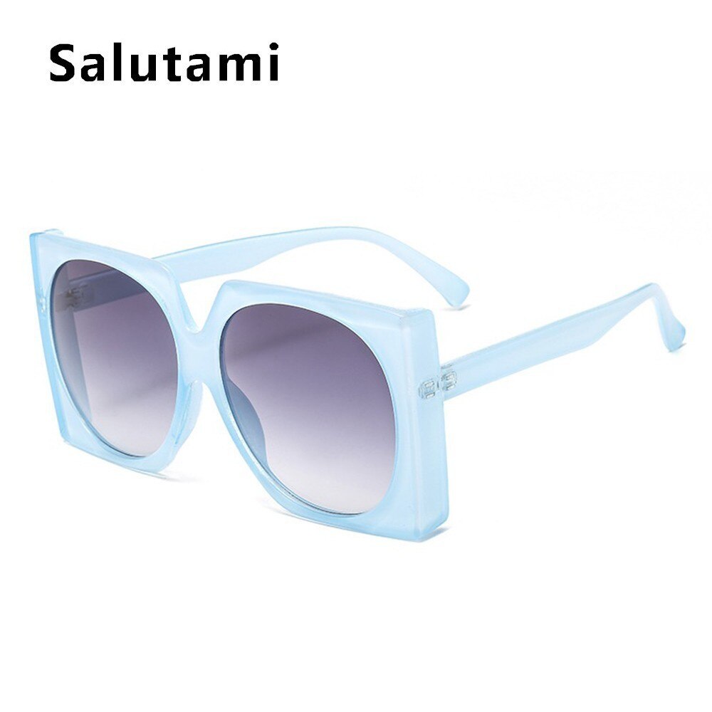 Sorte firkantede solbriller til kvinder mærke solbriller mænd ovseize vintage gradient nuancer dame  uv400 goggle: Blågrå
