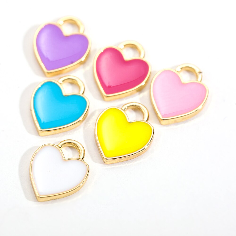 30 Stks/partij Enamel Heart Charm Cartoon Mooie Hart Mini Eenvoudige Hanger Voor Diy Kettingen Armbanden Sieraden Accessoires