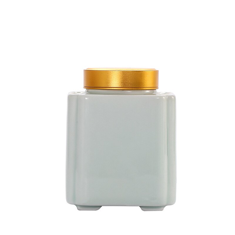 Ceramic Porcelain Tea Caddy Teaware Tea Container Square Sealed Waking Tea Can Household Tea Packaging Caddy Tea Storage: D