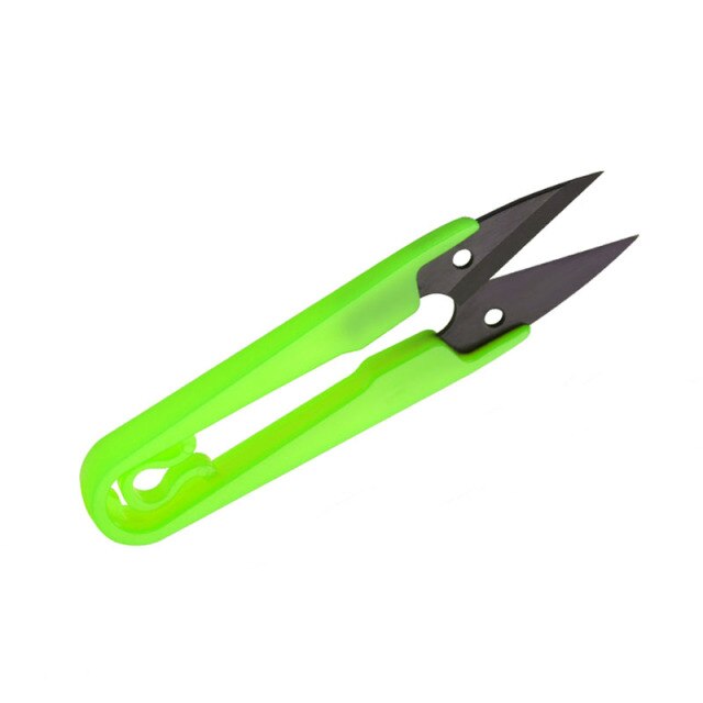 RORGETO-Tijeras de costura con mango de plástico, cortaúñas en forma de U, hilo de acero inoxidable, tijeras para bordar, herramientas de sastre, 1 pieza: green